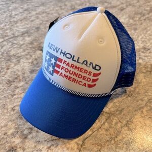 New Holland hat cap mens one size flag USA red white blue foam mesh SnapBack NWT